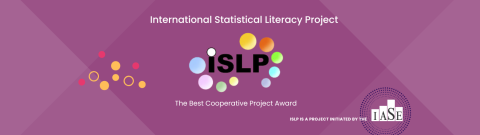 ISLP logo with colourful circles around it with the text International Statistical Literacy Project above and the Best Cooperative Project Award below.