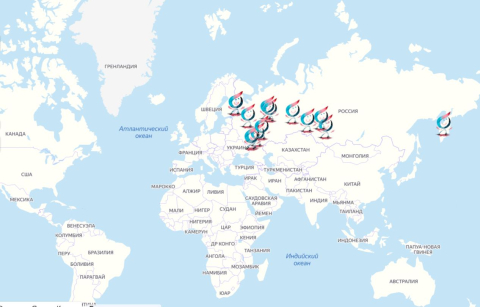 TREND project map with locations tagged 